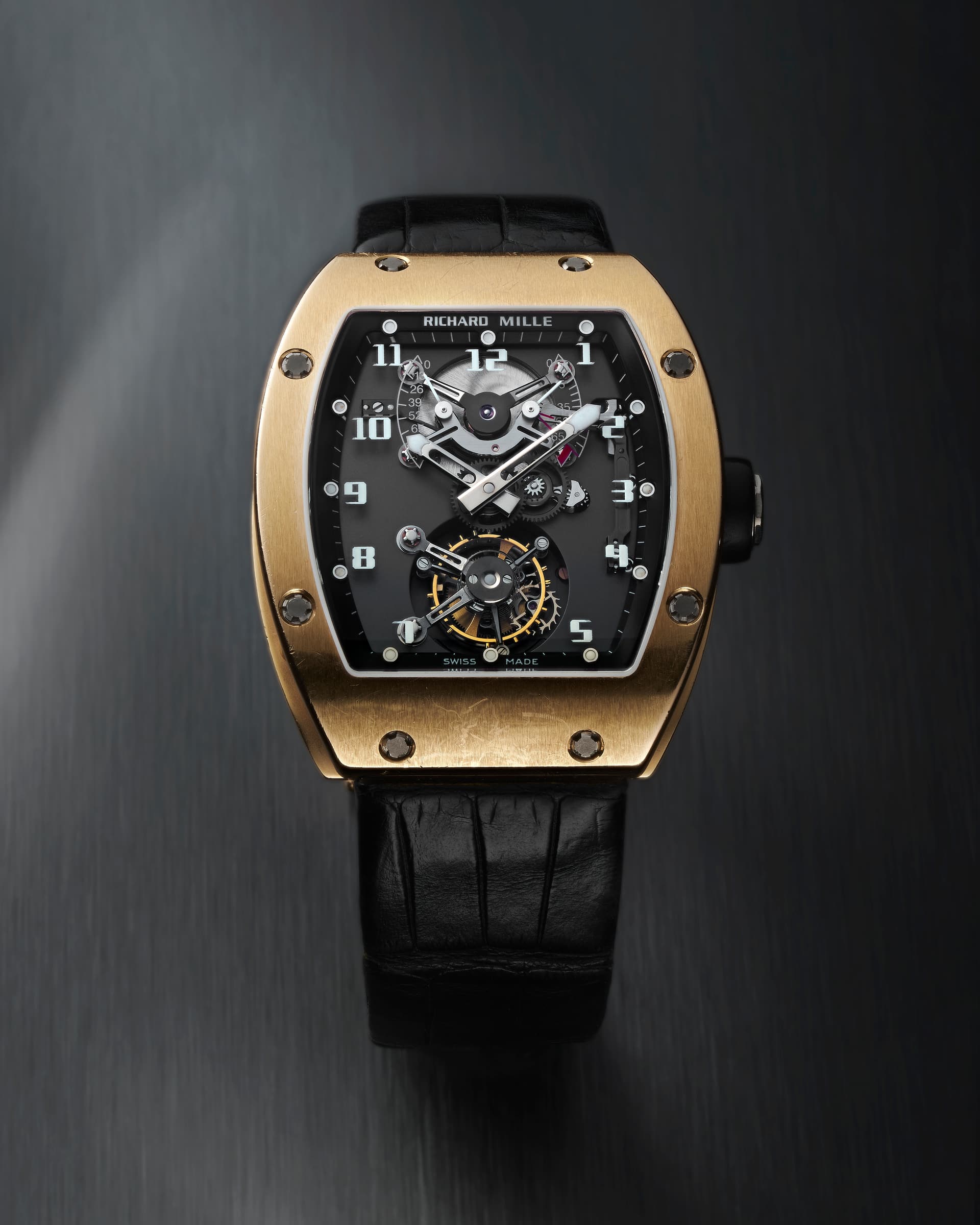 Front view of the rose gold Richard Mille RM 001 Tourbillon