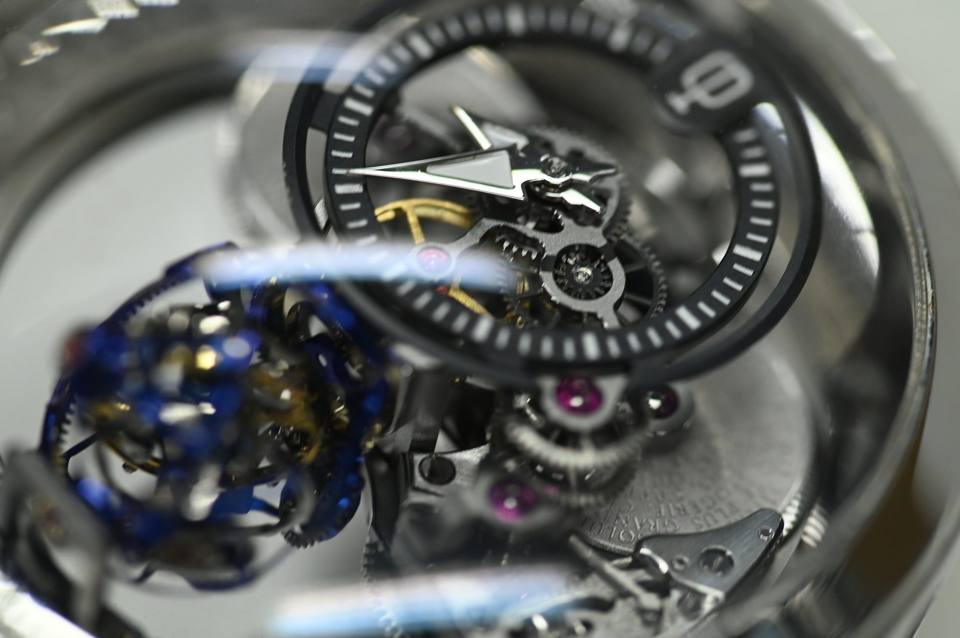Cecil Purnell Tourbillon — Tourbillon carriage detail, cage and balance in motion.