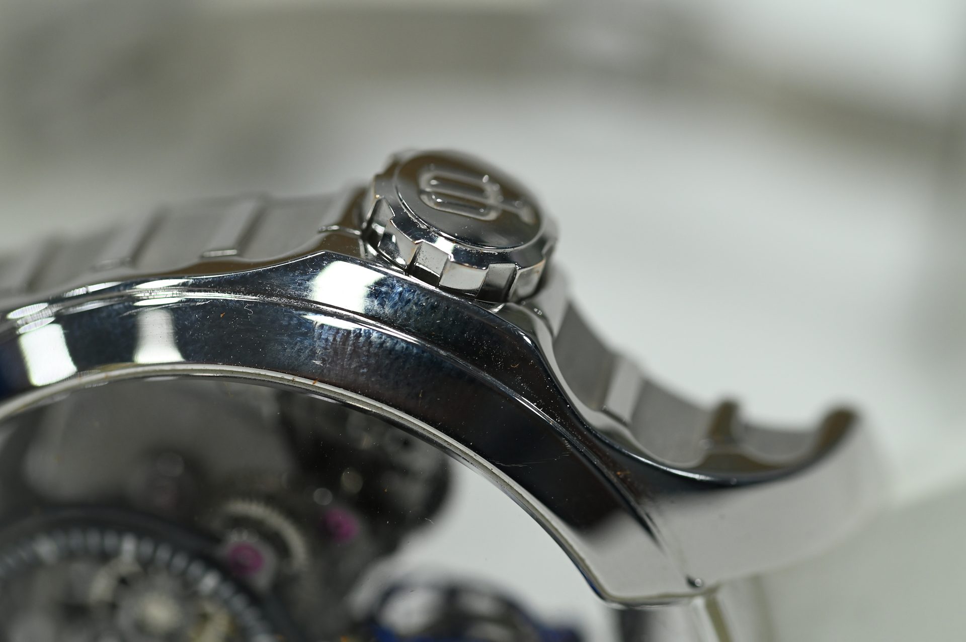Cecil Purnell Tourbillon — Case profile with the sculpted lugs and stepped bezel.