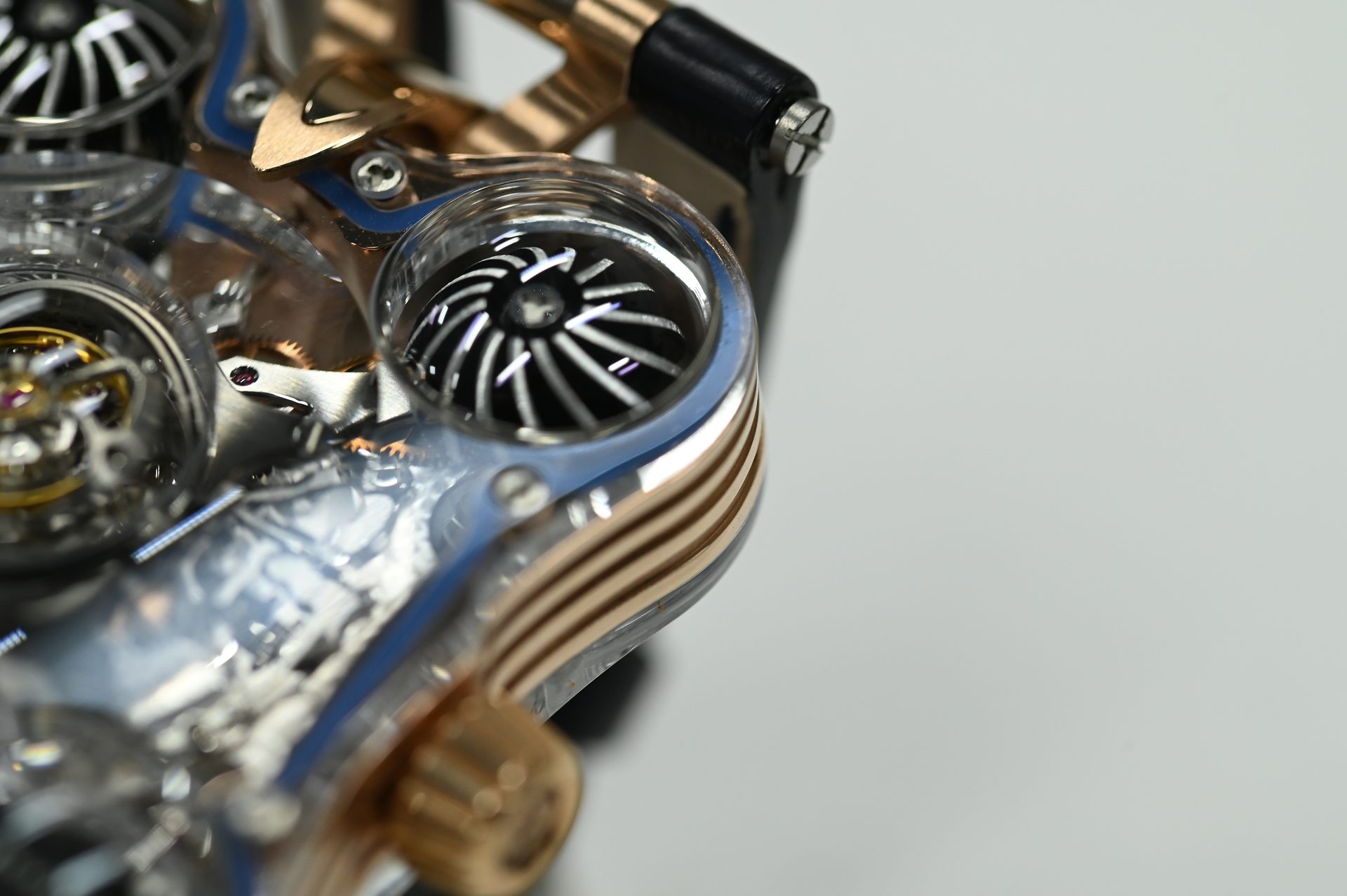 MB&F Horological Machine No.6 Space Pirate — Rear turbines that regulate winding by air friction.