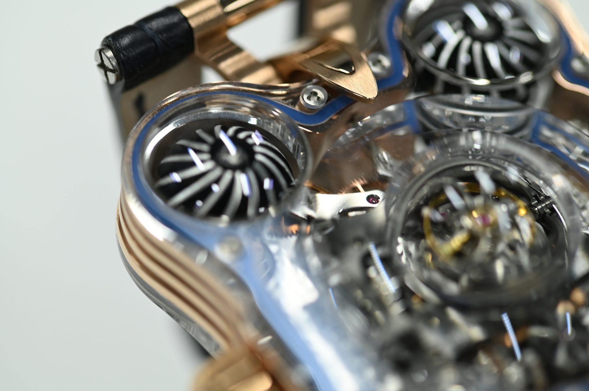 MB&F Horological Machine No.6 Space Pirate — Sapphire domes seen across the case, each machined from a single block.