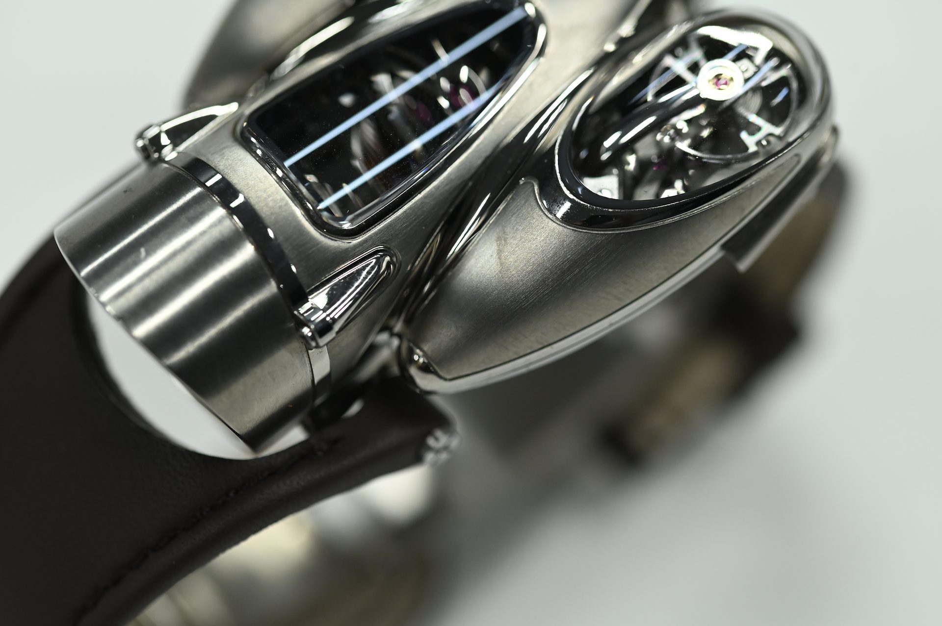 MB&F Horological Machine No.9 Flow — Twin lateral pods flowing back from the polished central body.