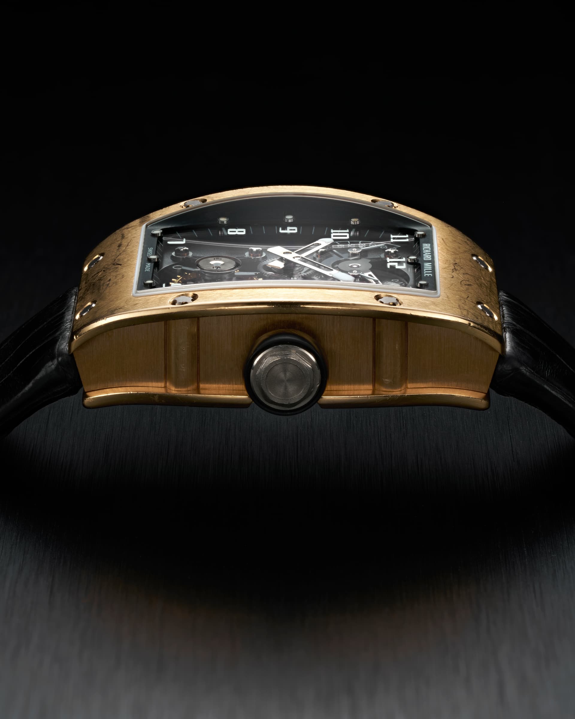 Richard Mille RM 001 Tourbillon — Case profile — three-part construction and curved flanks.